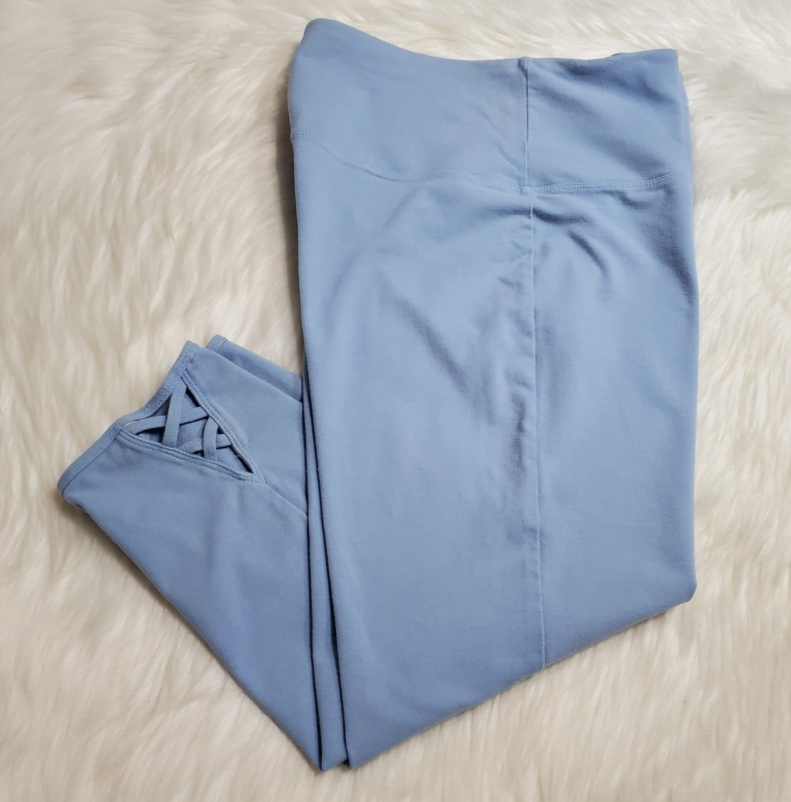 Suave Capri Leggings Revolutionary Tummy Control Blue Crop Women Size