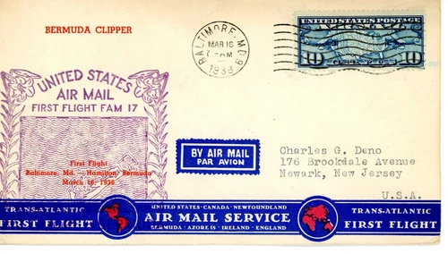 1938 FFC Bermuda clipper FAM 17-2 Scott C7