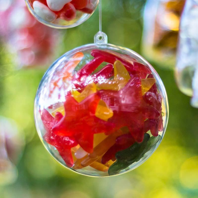 x10 Baubles Christmas Decorations 120mm Fillable Empty Clear Plastic