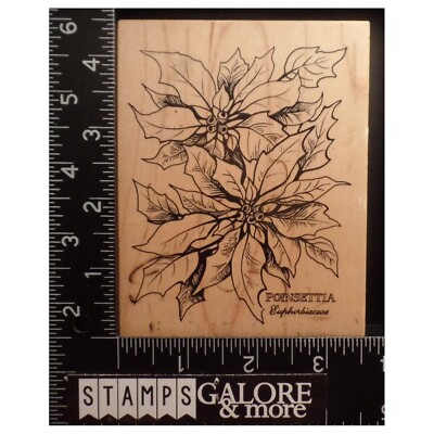 PSX Rubber Stamps K-784 CHRISTMAS POINSETTIA BOTANICAL HOLIDAY FLOWERS #BIN-U
