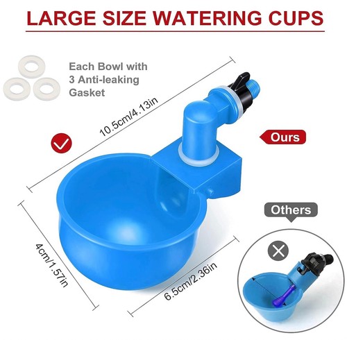 🐥5 Chicken Auto Fill Watering Cups & Tees Poultry Drinker Waterer Duck Quail 🐔 - Picture 5 of 8