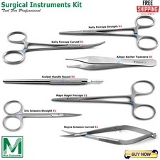 Surgical Microsurgery Ophthalmic Kit Scissors Kelly Forceps Tweezers Scalpel CE