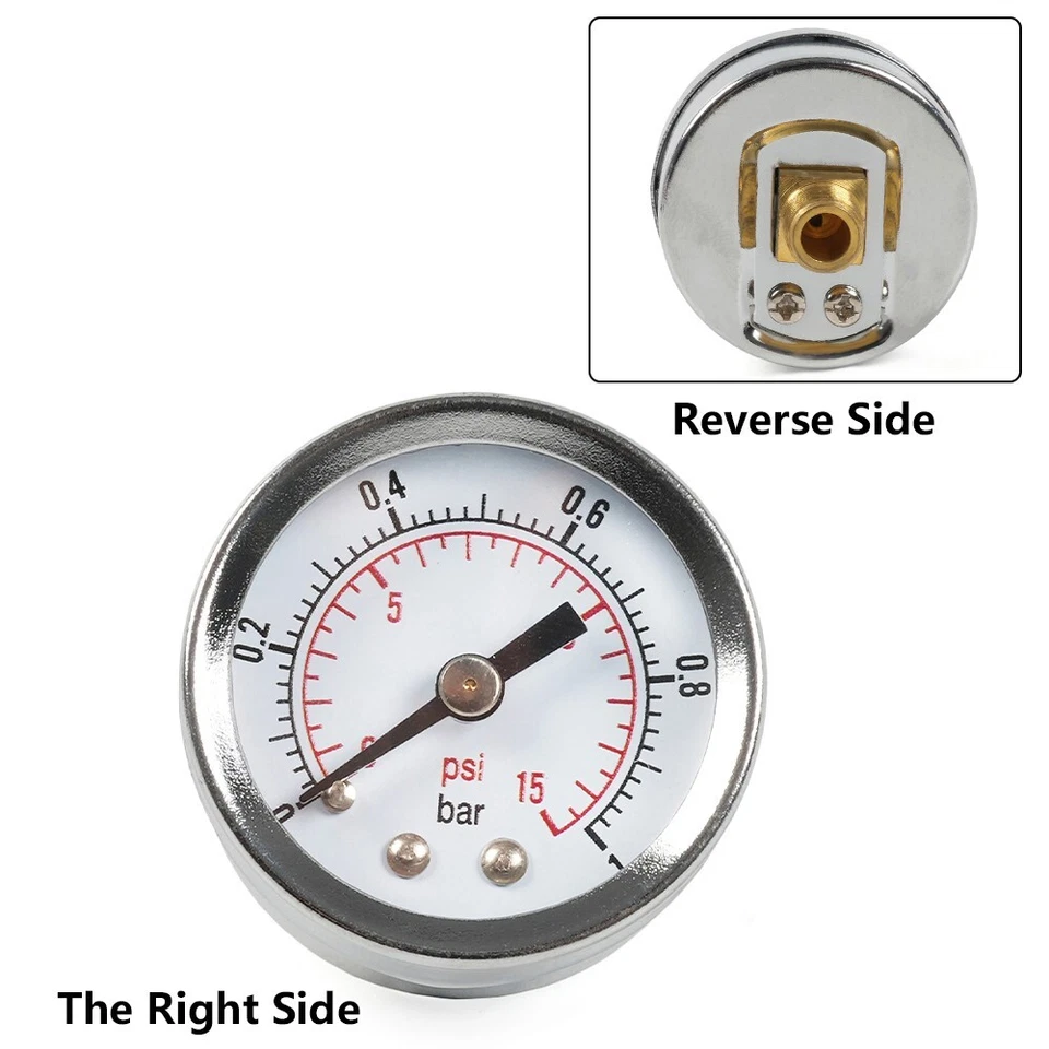 1/8 IN NPT Pressure Gauge 0-15 PSI with 3/8 IN Back Mount 1.5 IN Face Diameter - Image 4 of 4