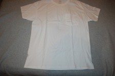 Mens S/S Tee Shirt SOLID WHITE w/ CHEST POCKET Crew Neck SIZE XL 46-48