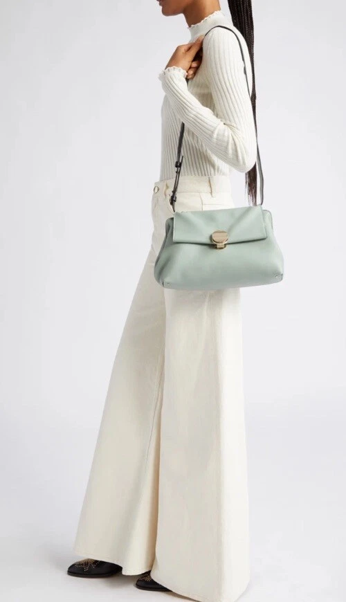 Chloe — Chloe Penelope Leather Clutch Shoulder Bag in Bay Green