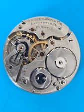 CLEAN EARLY 16 SIZE HAMILTON GRADE 974 MODEL 1 POCKET WATCH MOVEMENT PARTS