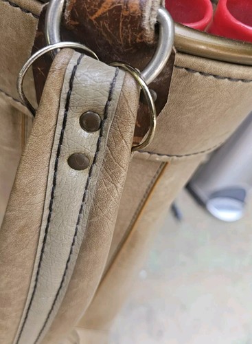 Golf Bag Brown Leather Shoulder Carry Club Holders 3 Divider 2 Pocket Gold Trim - Picture 18 of 18