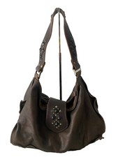 Tylie Malibu Brown Leather Hobo Shoulder Slouch Bag Studded Boho Western Usa