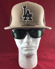 New Era 59Fifty Los Angeles Dodgers Brown/Tan Brown/White LA LOGO Flat Bill Hat