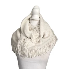 NWT INC Infinity Loop Womens scarf IVORY Tassels Cozy Soft $35 #MQ11