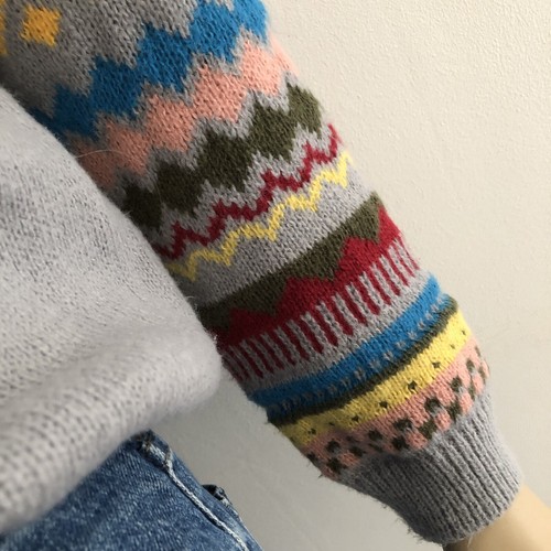 Vintage Knitted Fairisle Yoke Colourful Knit Jumper Sweater • M/L - Picture 7 of 11