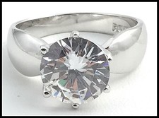 NEW .925 Sterling Silver  10mm Cubic Zirconia, Solitaire Ring - Size 10