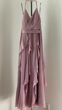 NEW Vera Wang Chiffon Halter Ruffle Dress Maxi Long Bridesmaid Quartz Rose Size4