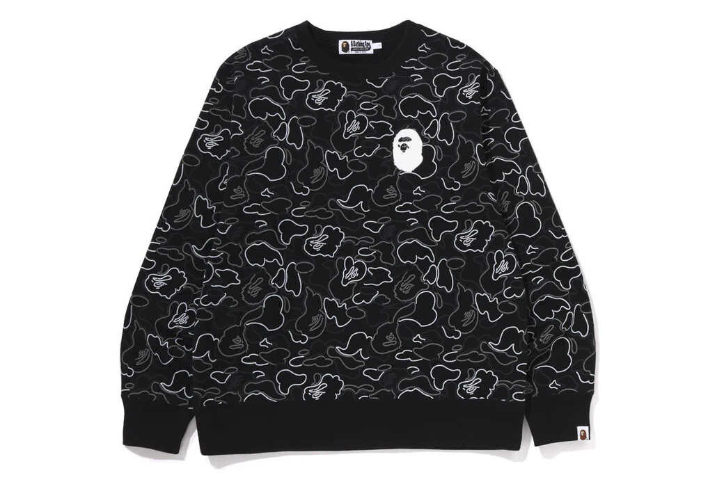 A Bathing Ape Men's Crew Neck Sweatshirt 2025 SS NEON CAMO