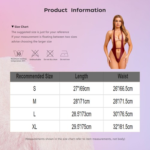 Damen Einteiler Transparent Träger Y-Rücken Mini Micro Bikini Sling Shot Dessous - Bild 57 von 91