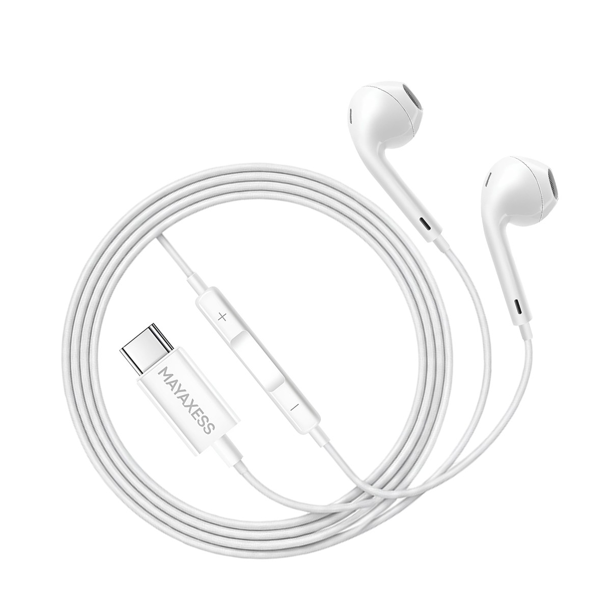 Écouteurs filaires USB-C Mayaxess avec microphone intégré pour Pixel 7a noir