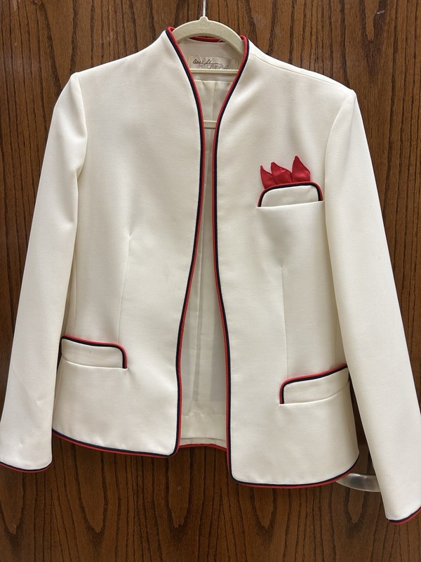 adolph schumann for lilli ann White Jacket With Red And Blue Vintage 