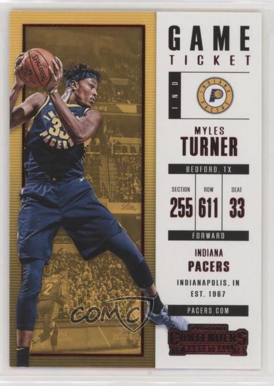 2017-18 Panini Contenders Game Ticket Myles Turner #10 z7j
