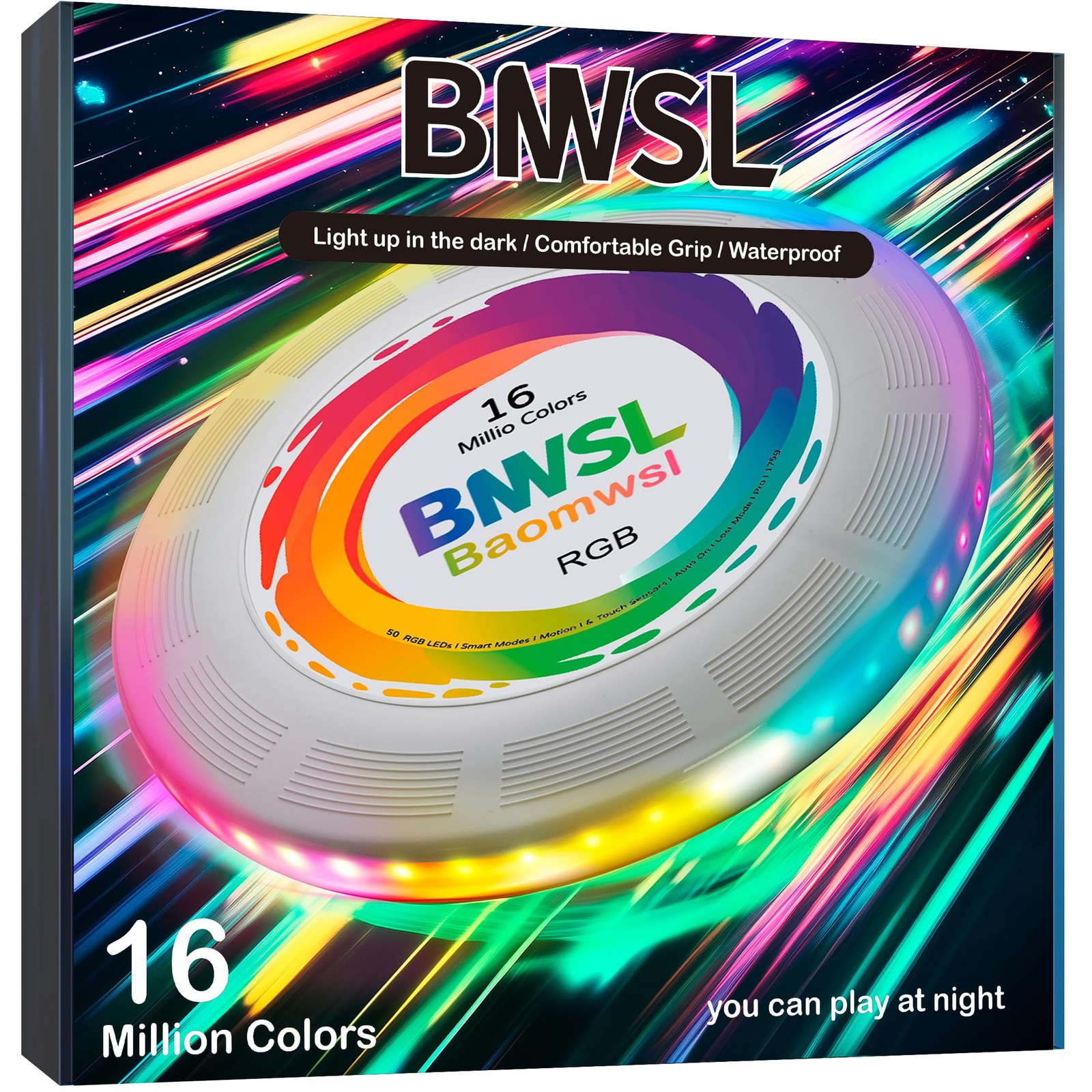 Light Up Flying Disc - 16 Million Colors RGB or 50 LEDs, Ultra Bright, 13 Lig...