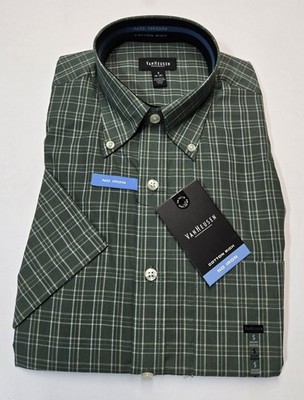 Van Heusen Green Forest Premium No Iron Short Sleeve Size Small A002