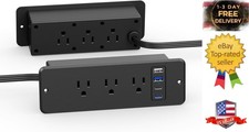 6 Outlets Dual Side Recessed Power Strip with USB C Ports Furniture Flush Mount