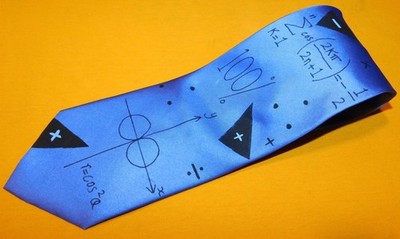LORNA NEARY LONDON BLUE/BLACK MATH. EQUATION MOTIF TIE - TIES - DESIGNER TIES.