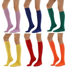 Women Girl Knee High Solid Color Socks Daily Cosplay Colorful Stockings