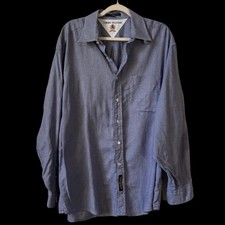 Tommy Hilfiger Men's Blue White Checked Size 17 / 35 Button Down Shirt flaw