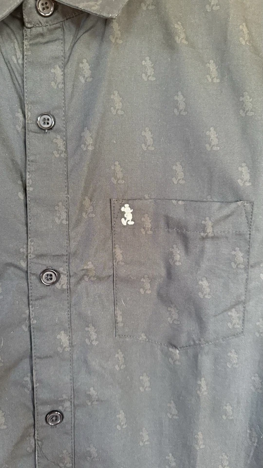 Disney Parks Icon Mickey Negro Algodón Hombre’s Abotonado Mickey Todo Nuevo con Etiquetas XL Foto 2 de 3