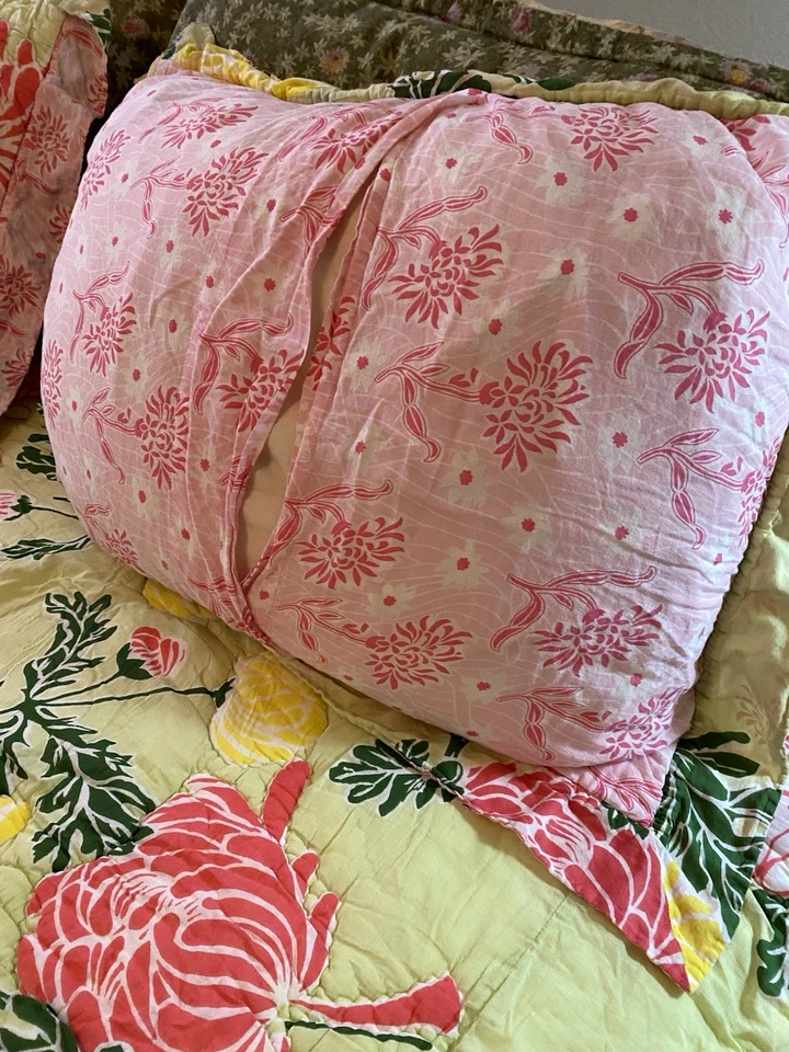 ANTHROPOLGIE CHRYSANTHEMUM HOT HOUSE QUILTED COTTON COMFORTER & SHAMS ~ QUEEN - Image 4 of 4