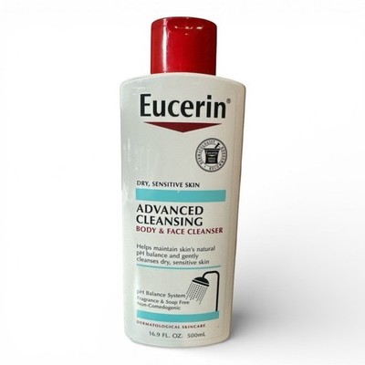 Eucerin Advanced Cleansing Body & Face Cleanser 16.9 oz Dry Sensitive Skin New