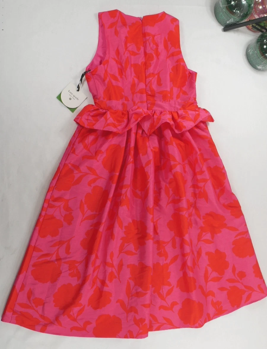 Abito midi Kate Spade NY x Target classico rosa peplo donna taglia 10 nuovo