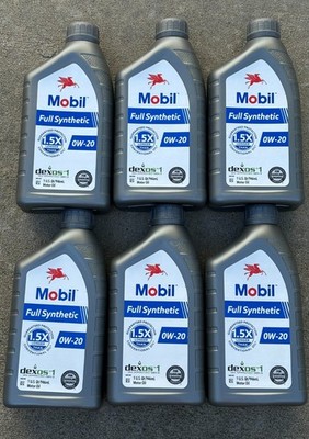 CASE OF (6) QUARTS MOBIL 0W-20 FULL SYNTHETIC MOTOR OIL DEXOS GM APPROVED GEN 3