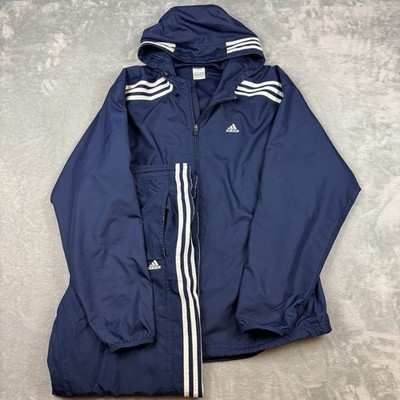 Vintage Adidas Track Suit Mens M Jacket Pants Windbreaker Lined Set 90s Y2K Navy