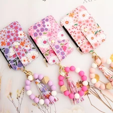 Floral Print Tassel Wristlet Keychain– 2-in-1 Card Case & Mini WalletI deal Gift