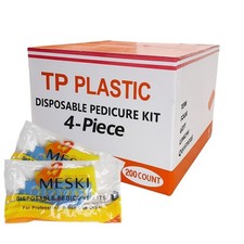 200 Count Disposable Pedicure Kit 4 Pack - Nail File Buffer Pumice Toe Separator