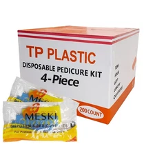 200 Pcs Disposable Pedicure Kit 4-in-1 Nail File Buffer Pumice Toe Separators