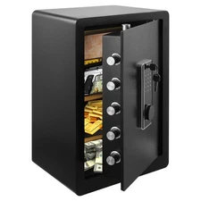 Single Door 4.2 cu.ft Safe Box with Key Lock & Password Cabinet Black