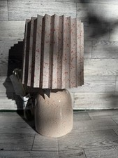 Set of 2 Table/Bedside Lamps Orange and Tan Ceramic with Fabric Shade New