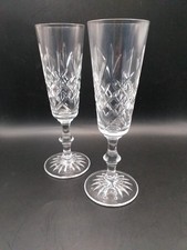 A Pair of Edinburgh Crystal Champagne Flutes In Lomond Pattern (h27)