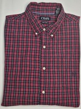 Mens Chaps Easy Care Long Sleeve Plaid Button Up Shirt Size XXL 2XL