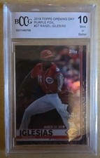 2019 Topps Opening Day - Raisel Iglesias #27 Purple Foil Cincinnati Reds BCCG 10
