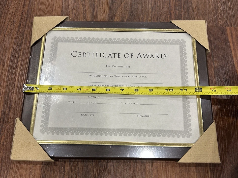 "Marco de madera para certificado de premio marrón y dorado 10,5"" * 13"" nuevo" Foto 3 de 4