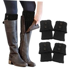 PHOGARY 2 Pairs Winter Warm Boot Cuffs for Women, Crochet Knitted Boot Socks