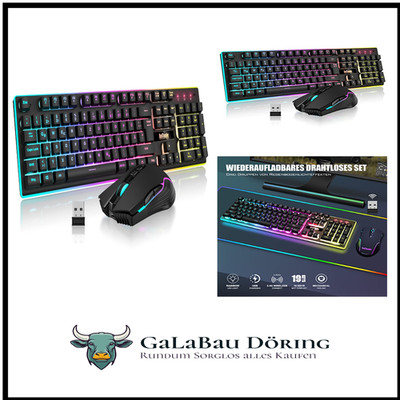RedThunder K10 Kabelloses Gaming Tastatur und Maus Set, QWERTZ DE Layout,