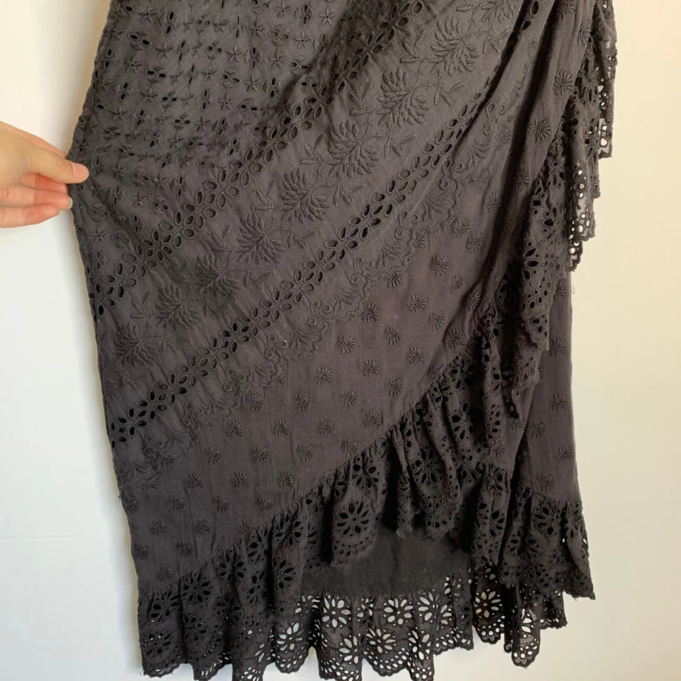 Ulla Johnson Gwyneth Eyelet Embroidered One Shoulder Puff Sleeve Tie Bow Dress - Image 2 of 4