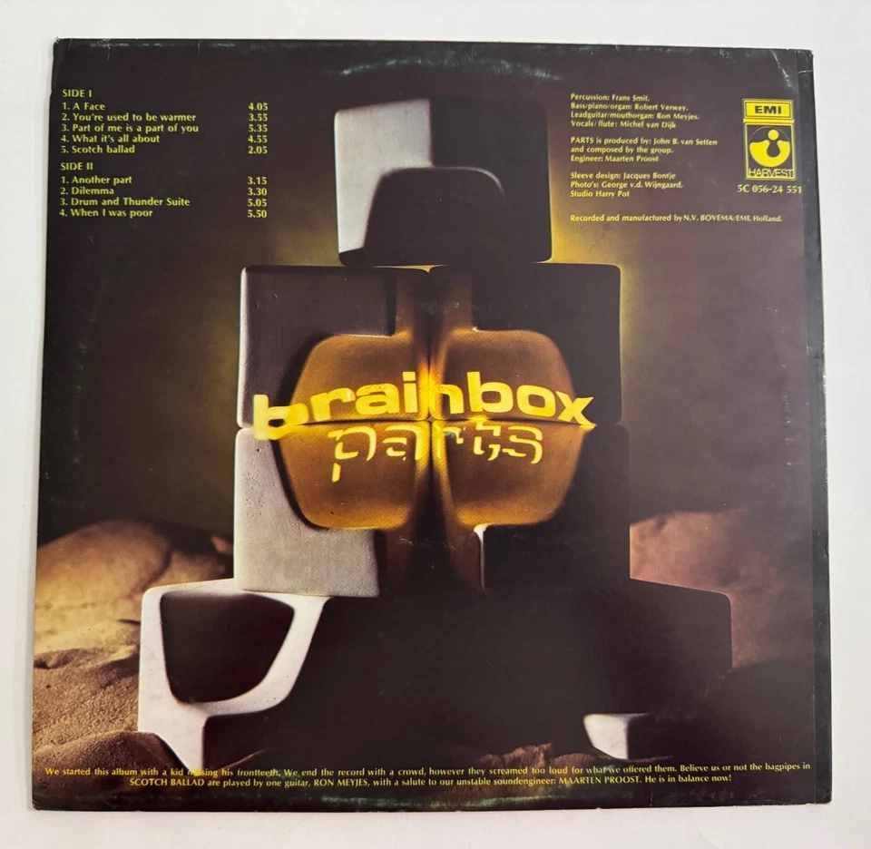 Brainbox LP "Parts" Holland ~ 1972 Harvest 5C 056 24551~ Prog Psych ~ NM Beauty! - Image 2 of 4