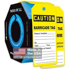 AccuformNMC NMC 100 Safety Tags by-The-Roll, Caution Barricade, OSHA Complian...