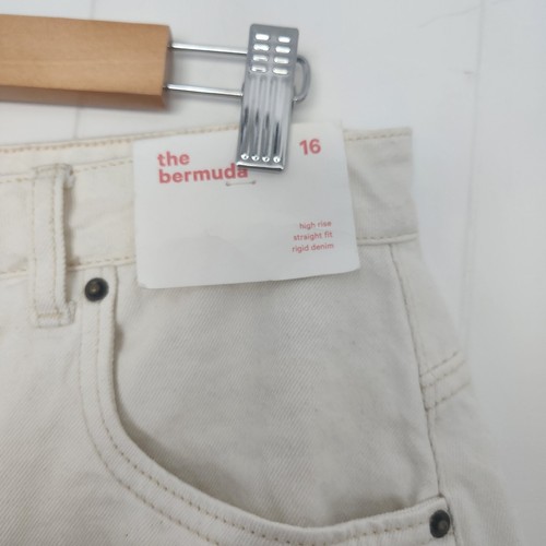 Supre Bermuda High Rise Straight Fit Raw Hem Denim Shorts Sz 16 White - Picture 3 of 11