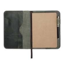 A5 Leather journal cover, Refillable Journal Cover for Large and Medium Green